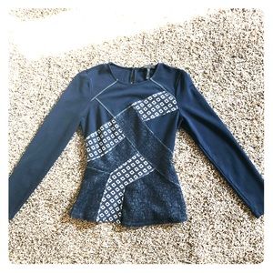 BCBG MAX AZRIA navy blue peplum top